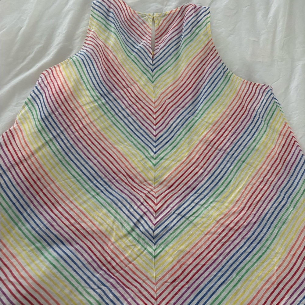 Lands End Sleeveless Linen Top Size M Rainbow Colors